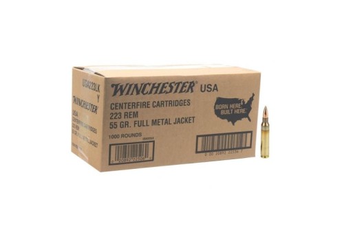 Winchester USA Lake City Rifle Ammunition .223 Rem 55gr FMJ 3240 fps 1000/ct