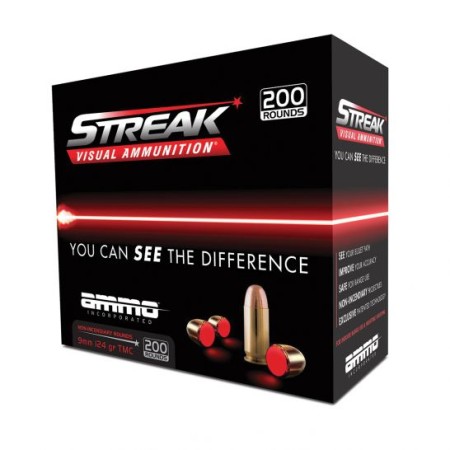 Ammo Inc STREAK 9mm 124 gr TMJ Ammo, 200/Box - 9124TMC-STRK-RED-200