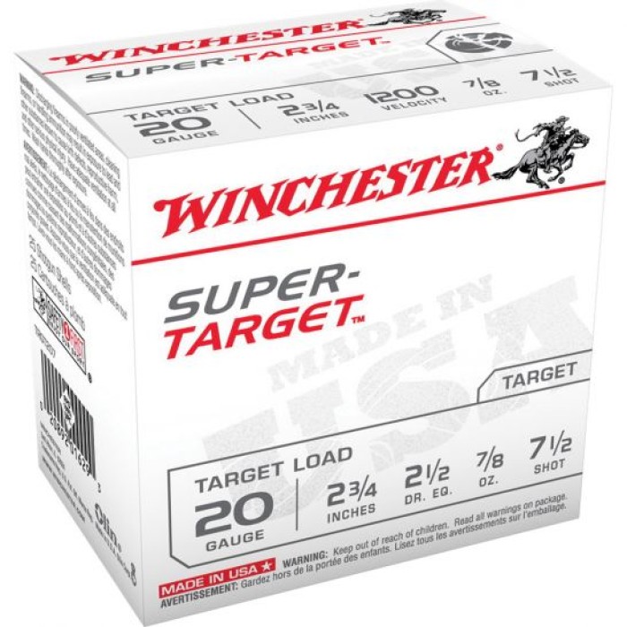 Winchester Super Target 20 GA #7.5-Shot 100-Rounds 2.75"