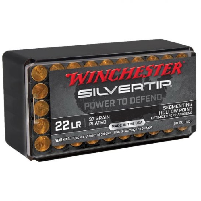 Winchester Silvertip .22lr 37 gr Segmenting HP Ammo, 50/Box - W22LRST