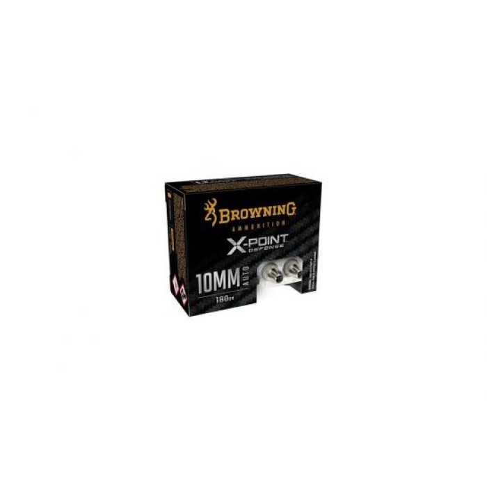 Browning X-Point Nickel Plated Brass 10mm 180 Grain 20-Rounds JHP