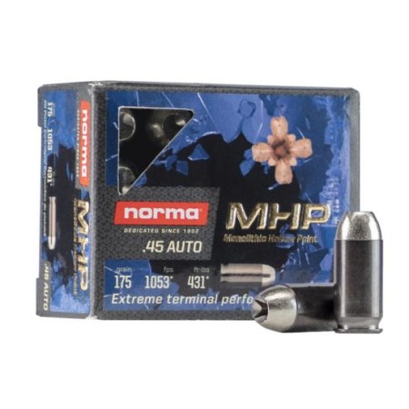 Norma MHP .45 Auto 175gr Self-Defense Ammo (20/box) 245720020