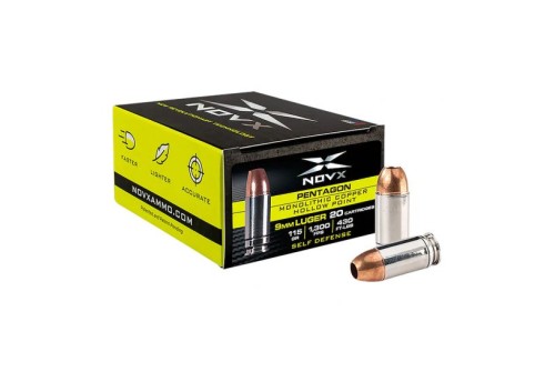 NOVX Copper Pentagon 115 gr 9mm Luger Ammo, 20rds - 9CP115-20