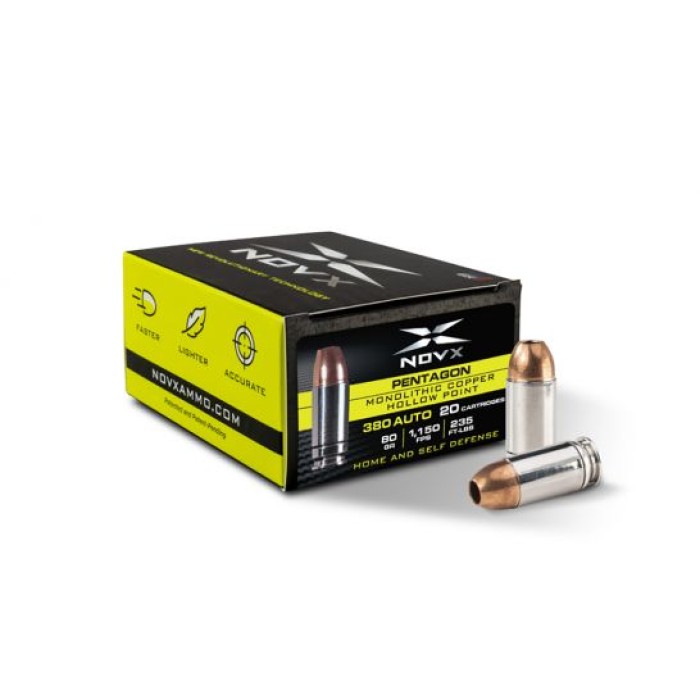 Novx Pentagon .380 ACP, 80gr, Fluted - 20 Rounds [MPN: 380CP80-20]