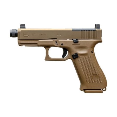 Glock PX1950S03MOSTB 19X MOS Threaded Barrel (1/2x28 Threads) 9mm Desert Tan, 19Rd (2) 17Rd (1)