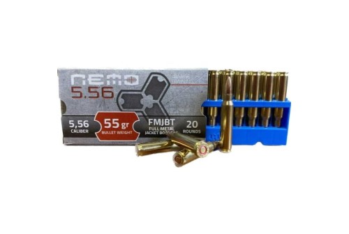 Nemo Rifle Ammo Brass 5.56 55 Grain 20-Rounds FMJBT