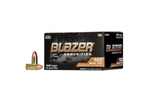 CCI Blazer Brass, 9MM, 115gr, FMJ, 100 Round Bulk Pack - 51991BB