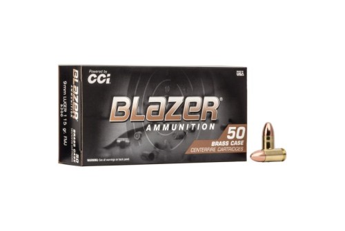 CCI Blazer Brass 9mm Ammo 115 Grain FMJ 50 rd/box - 5200