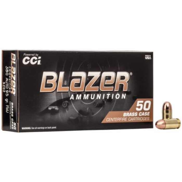 CCI Blazer Brass 380 Auto/ACP 95gr FMJ Ammunition 50rds - 5202