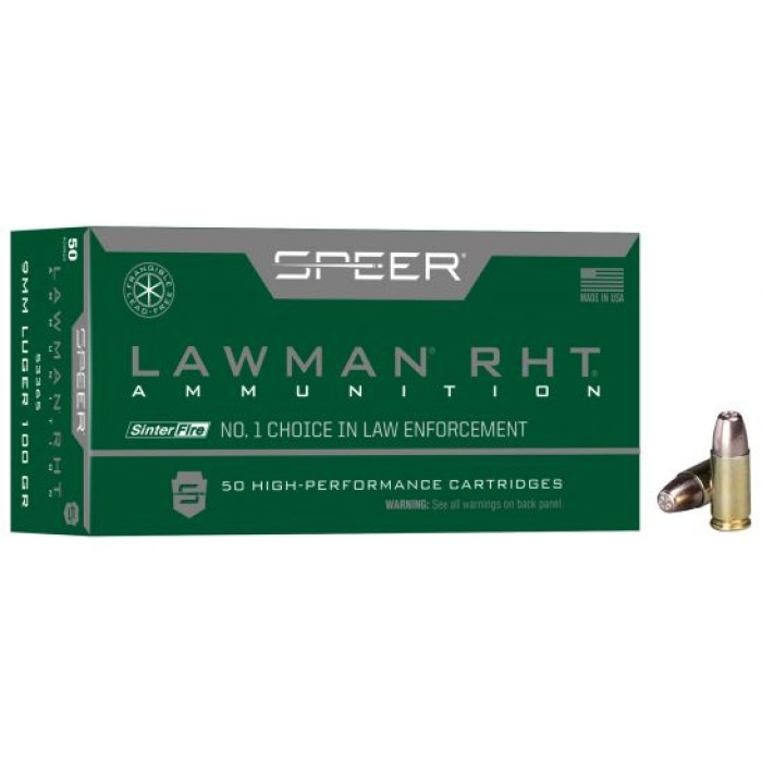 Speer Lawman 100 gr TMJ Frangible 9mm Ammo - 53365