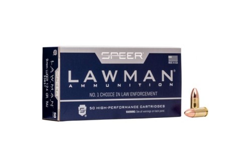 Speer Ammo 53651 Lawman  9mm Luger 124 gr Total Metal Jacket (TMJ) 50 Bx/ 20 Cs