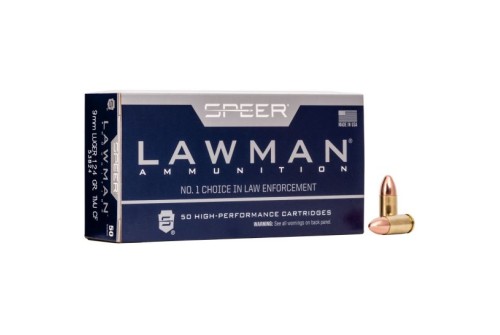 Speer Lawman Clean-Fire Training 124 gr Total Metal Jacket 9mm Ammo, 50/box - 53824