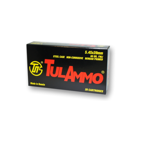 Tula 5.45x39 Ammo 60 Grain FMJ Steel Cased 20 rds/box - TA545390