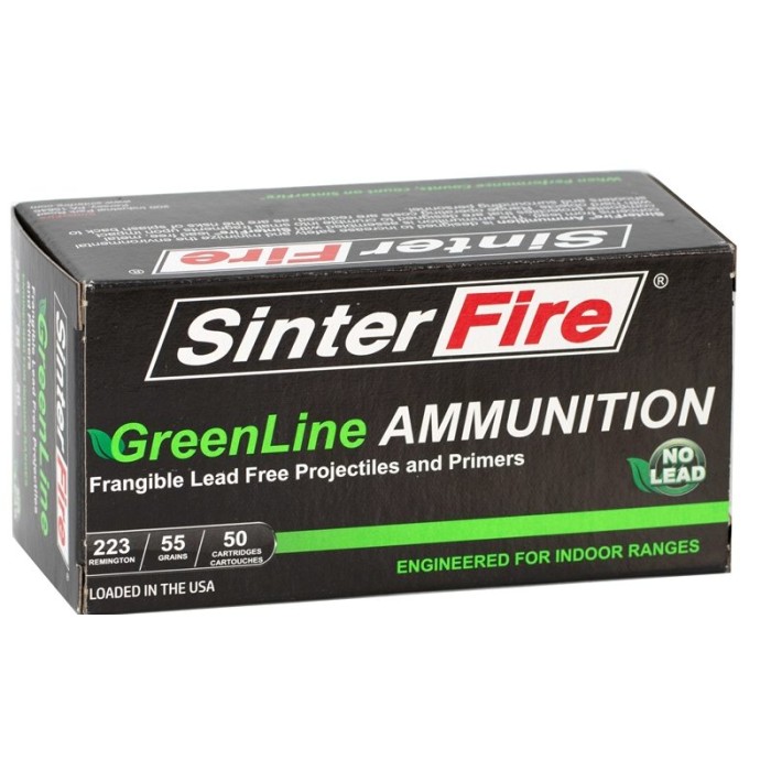 SinterFire GreenLine .223 Remington 55 Frangible Brass Rifle Ammo, 50 Rounds, SF22355GL-C