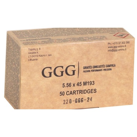 GGG 5.56 AMMUNITION 55 GRAIN FMJ M193 50 RD BOX