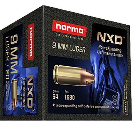 Norma NXD 64gr 9mm Luger Ammo, 20rd - 611140020