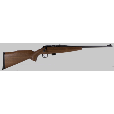 Crickett KSA20411 Model 722 Sporter Compact 22 LR 71 16.25 Blued Barrel  Receiver Fixed FrontAdjustable Rear Sights Walnut Stock w13.5 LOP Rebounding Firing Pin Safety Youth UPC: 611613204114