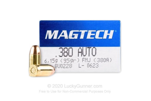 380 Auto - 95 Grain FMJ - Magtech - 1000 Rounds