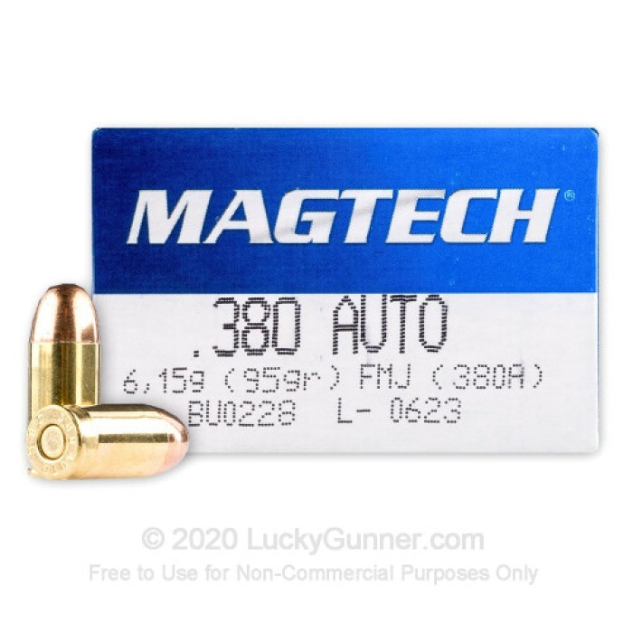 380 Auto - 95 Grain FMJ - Magtech - 1000 Rounds