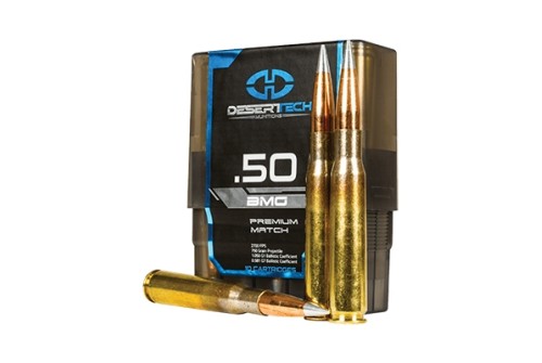 Desert Tech Premium Match .50 BMG, 750 grain, Open Tip Match Boat-Tail Brass Cased Centerfire Rifle Ammo, 10 Rounds, DTM-500750-BX