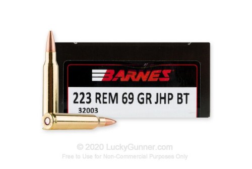 Barnes Bullets Centerfire Brass .223 Rem 69 Grain 20-Rounds JHPBT