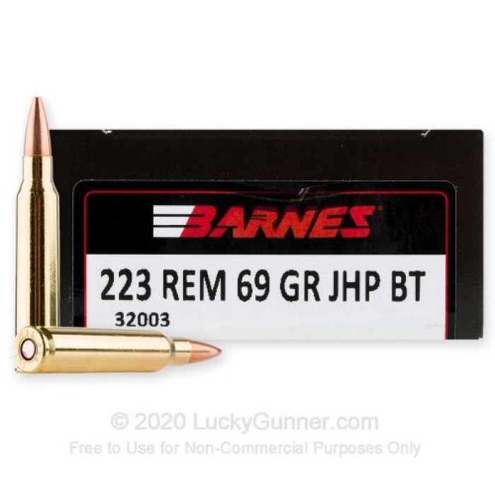 Barnes Bullets Centerfire Brass .223 Rem 69 Grain 20-Rounds JHPBT