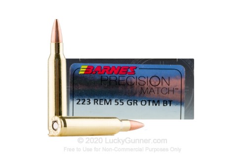 223 Rem - 55 Grain OTM BT - Barnes Precision Match - 20 Rounds