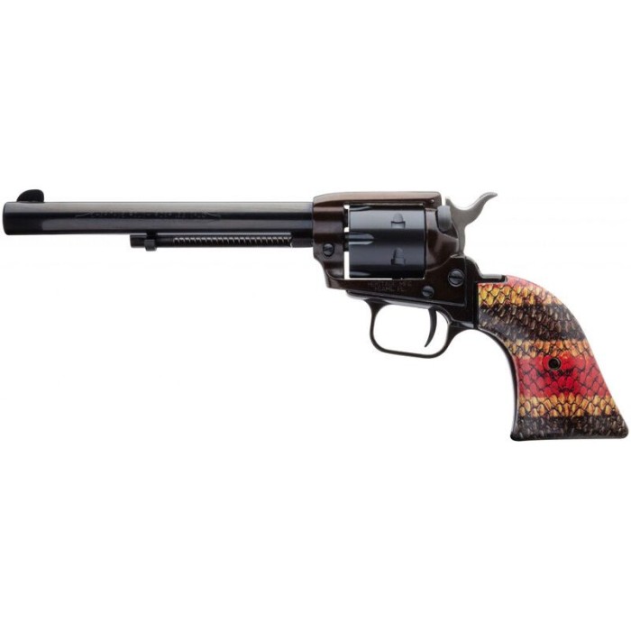 HERITAGE .22LR 6" FS BLUED CORAL SNAKE SKIN GRIPS (TALO) RR22B6SNK2