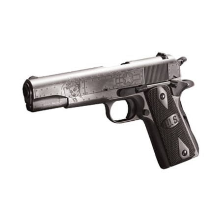 Auto Ordnance, Victory Girls 1911, Full Size Pistol, 45 ACP, 5" Barrel, Steel Frame, Checkered Wood Grips with U.S. Logo, 7Rd, Armor Black and Gunmetal Gray Cerakote Finish