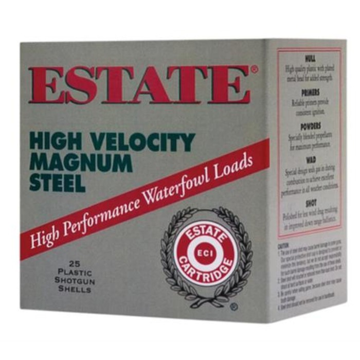 Estate High Velocity Magnum Steel 12 Ga, 2.75", 1-1/4oz, 3 Shot, 25rd/Box