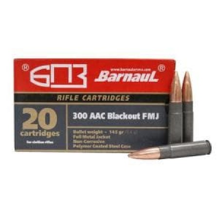 Barnaul Steel Poly Coated Rifel Ammunition .300 AAC Blackout 145gr FMJ 1985 fps 20/ct