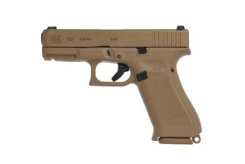 GLOCK Blue Label 19X Gen5 9mm Pistol - Night Sights - Coyote Tan