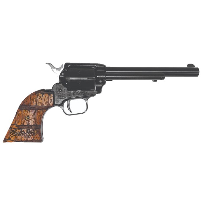 Heritage Heritage Rough Rider Bootlegger, .22Lr, 6.5" Barrel, Black, Brown Altamont Wood Grips, Ivs Exclusive RR22B6WBRN16