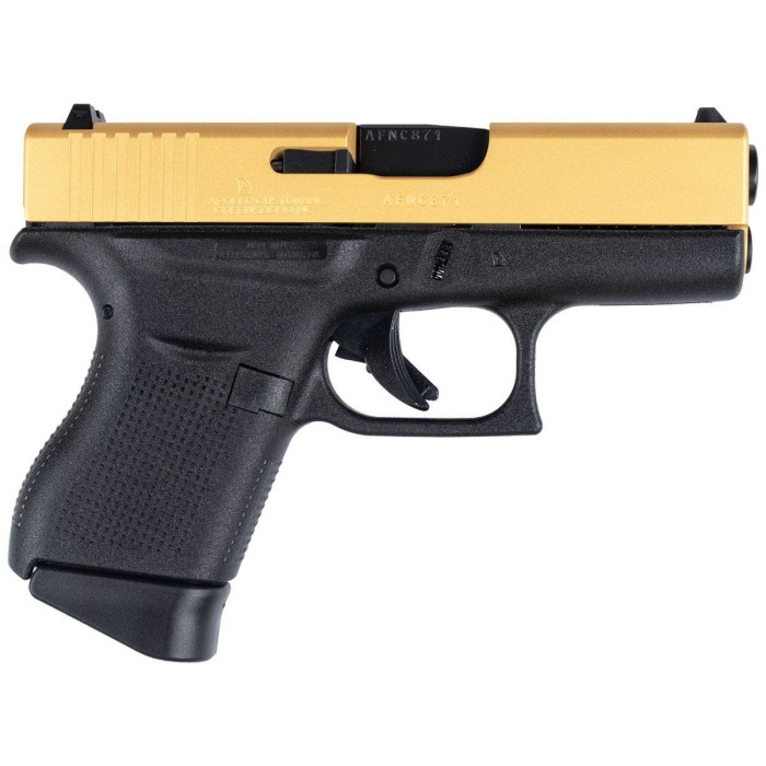 Glock 43 9mm Single Stack Pistol with Cerakote Gold Slide (Made in USA)