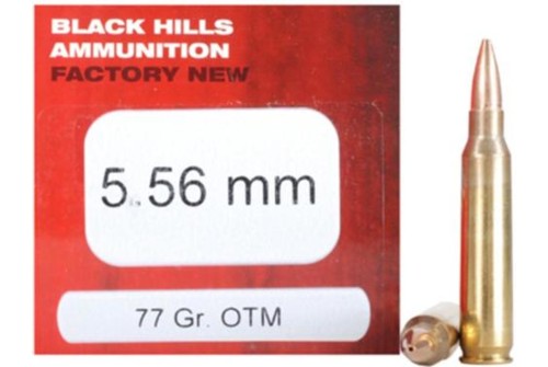 Black Hills Factory New Rifle Ammo, 5.56x45mm Nato, 77 Gr, Sierra Open Tip Match, 50rd Box