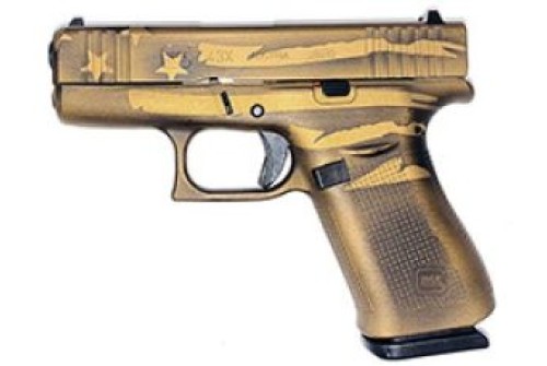 Glock Pa455s204-Bbbwflag G45 Gen5 9Mm Luger 4.02" 17+1 Overall Black/Coyote Battle Worn Flag Cerakote Rough Texture Interchangeable Backstraps Grip