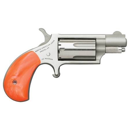 North American Arms Mini‑Revolver, 22 Mag, 1 1/8" Barrel, Fixed Sight, Stainless, Orange