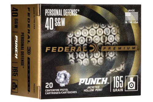 Federal Personal Defense Punch 40 S&W 165gr JHP Handgun Ammo - 20 Rounds