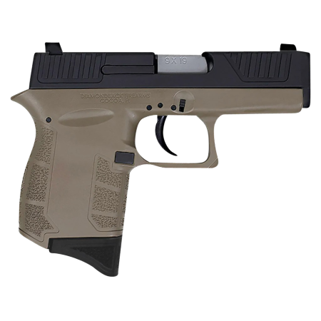 Diamondback DB9 9mm Pistol, 3" Barrel, Fixed Sights, Flat Dark Earth, Black - DB0200P061