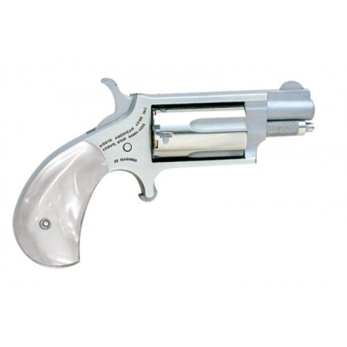 North American Arms Mini Revolver 22WMR 1 18 SS 5rd White Pearl Grip 22MS-GP-W