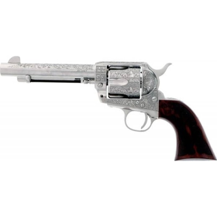 Cimarron Frontier 45 Long Colt, 5.5" Barrel, Nickel Cody Wild West Laser Engraved, 6rd