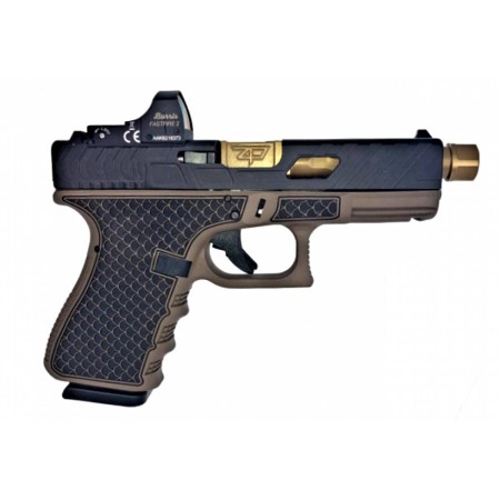 Glock G19 Gen3 9mmCustom Bronze Back Tarpon FDE Frame w Gold Barrel & Burris Fast