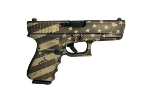 Glock 19 Gen 3 Custom "Usa Flag IN Distressed Burnt Bronze" Compact Handgun 9Mm Luger 15/Rd Magazines (2) 4.02" Barrel Usa UI19502DISFLAGBB