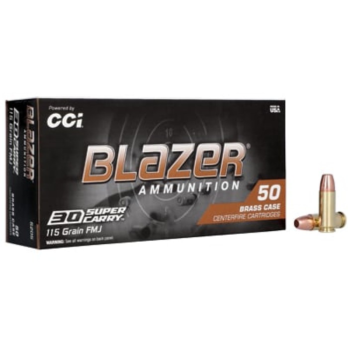 CCI 5205 Blazer 30 Super Carry 115 GR FMJ 50 Count