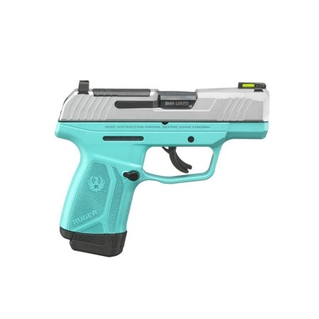 Ruger MAX-9 9mm Pistol, 3.2" Barrel, Front Night Sights, Turquoise, Silver - 3511