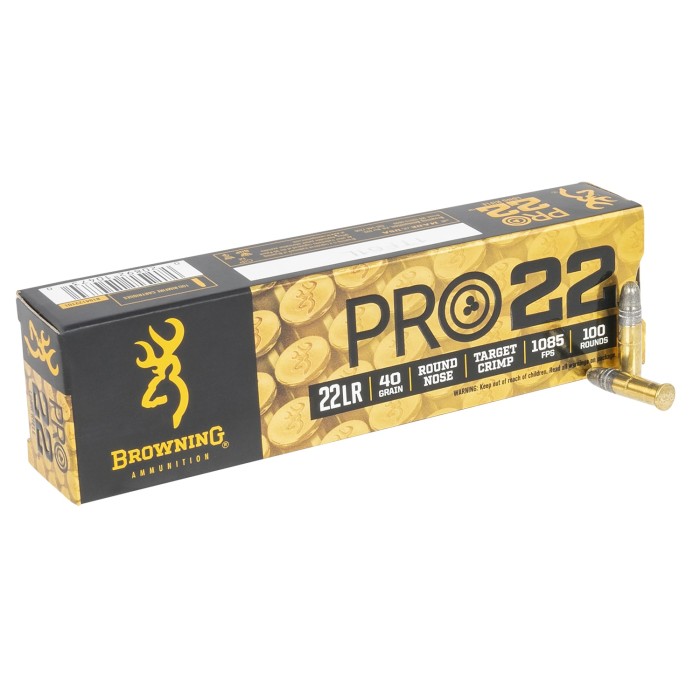 Browning PRO22 Brass .22 LR 40-Grain 100-Rounds LRN