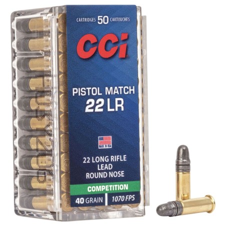 CCI 0051 Competition Pistol Match 22 LR 40 gr Lead Round Nose (LRN) 50 Bx - Dirty Bird Industries