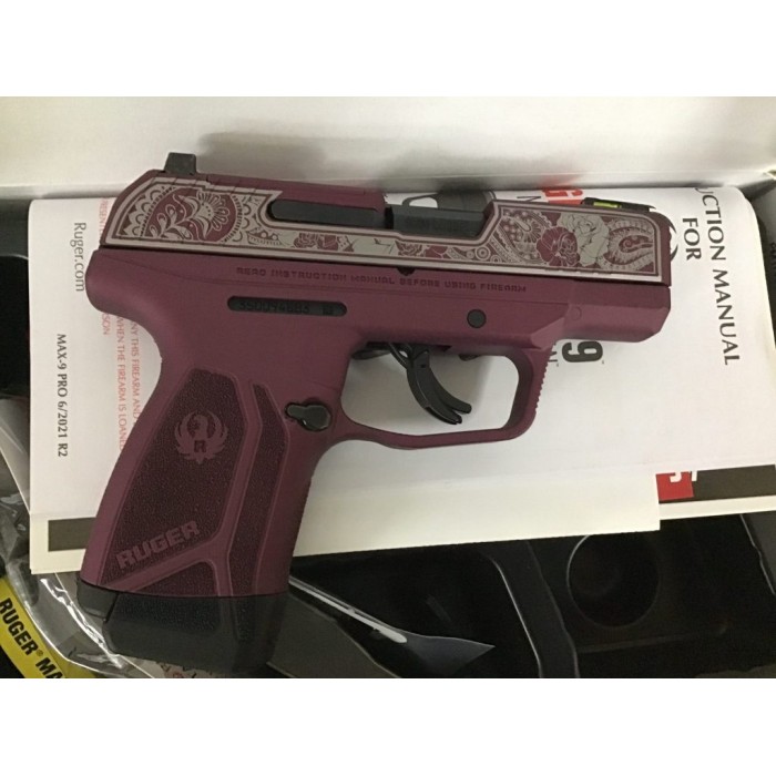 Ruger "Black Cherry Frame/Paisley Slide" Max-9 Pro Handgun 9Mm Luger 12Rd Magazine 3.2" Barrel Optic Ready 3503PBC