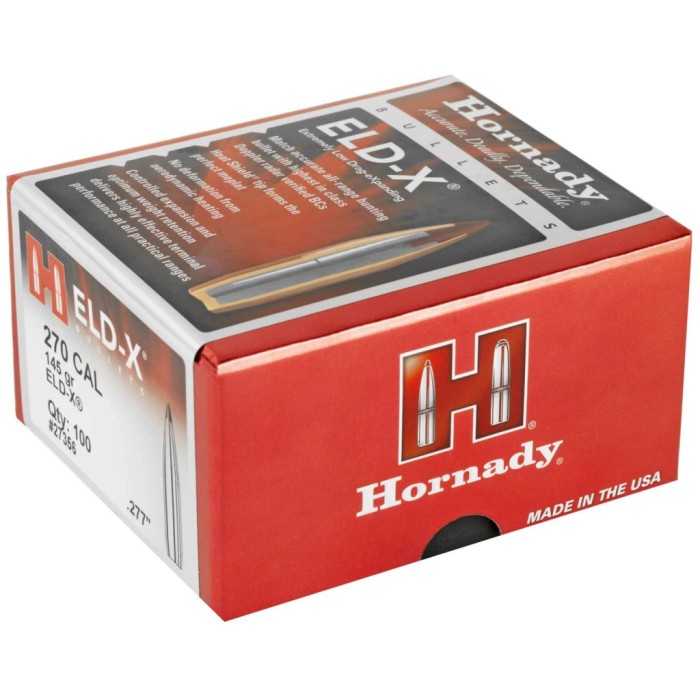 HORNADY .270 Cal 145Gr ELD-X Rifle Bullets (27356)