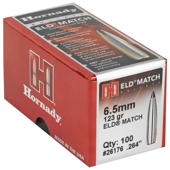 HORNADY ELD Match 6.5mm 123gr 100/Box Rifle Bullets (26176)